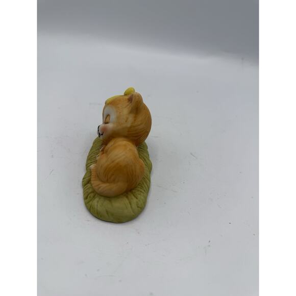 Adorable Vintage Sleeping Kitten On Grass With A Yellow Bow - Picture 5 of 7